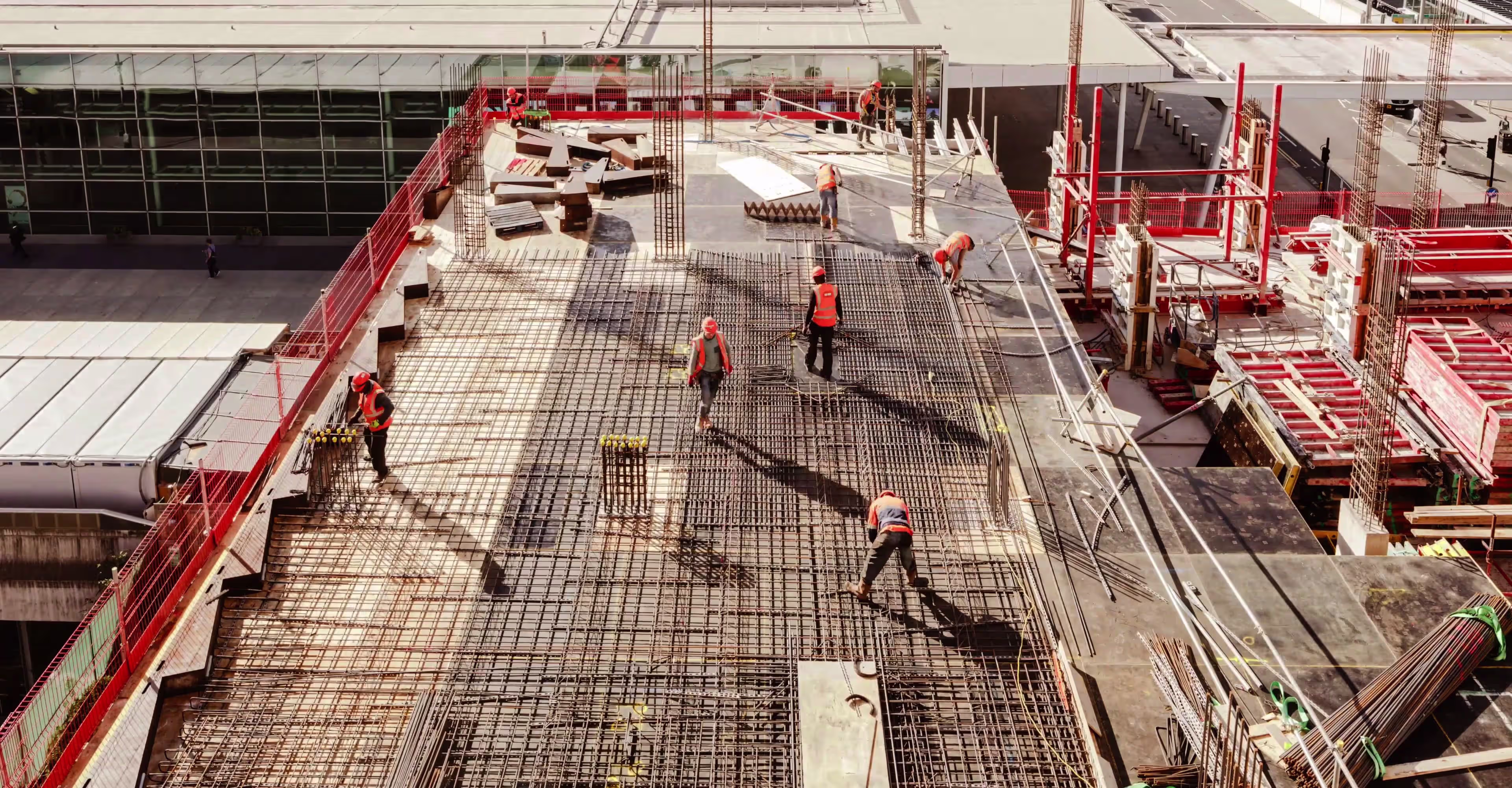 Wide active construction site